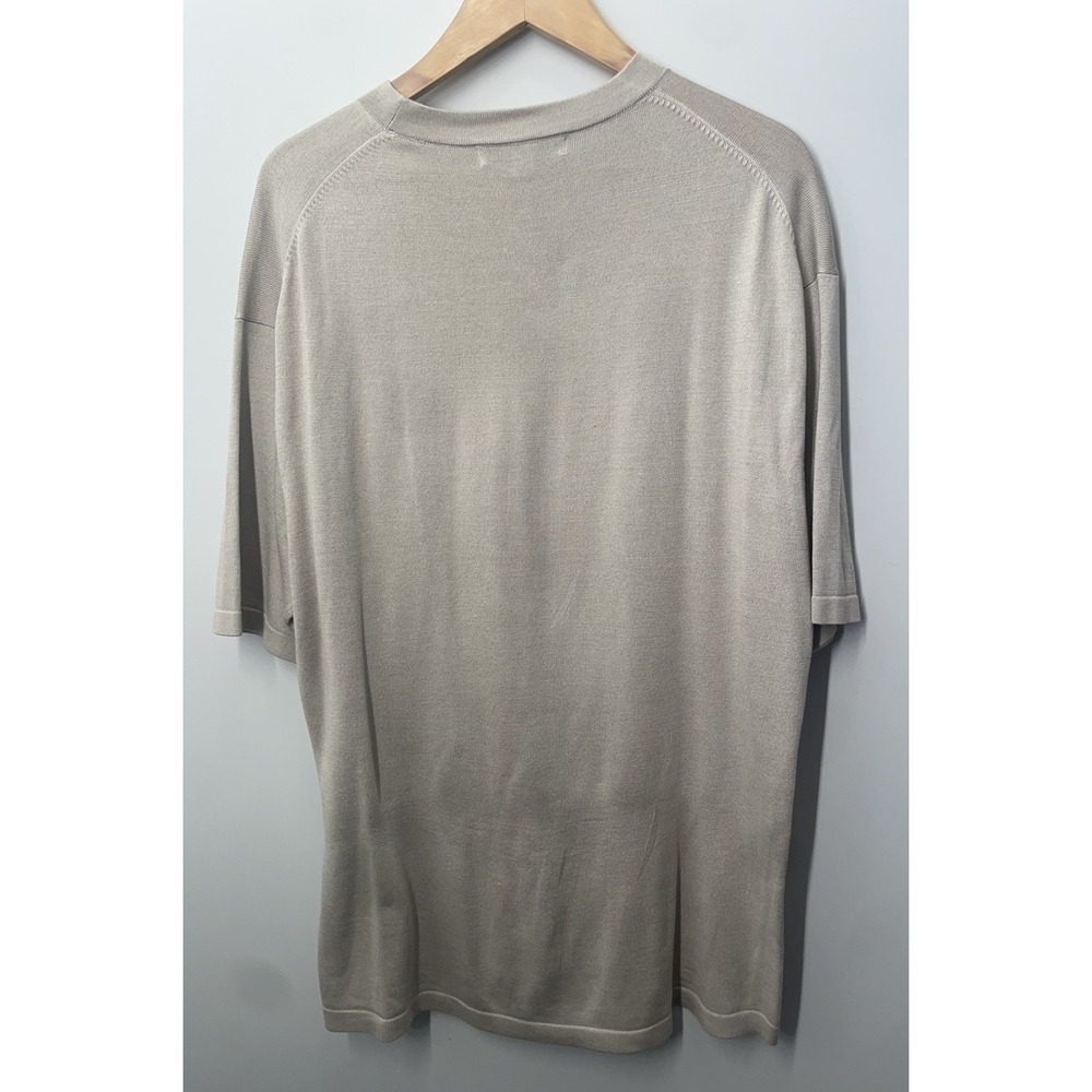 Pronto Uomo 100% Silk Beige Shirt Short Sleeve Unisex Size XL Minimalist Vintage - Picture 8 of 8